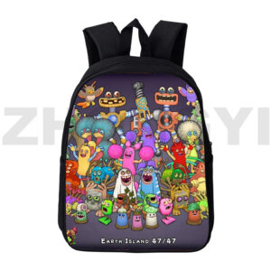 Cute Cartoon 3D My Singing Monsters School Backpack 12 16 Inch Men Travel Bag Canvas Rucksack 5